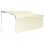vidaXL Luifel handmatig uittrekbaar met rolgordijn LED 3x2,5 m crème