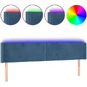 vidaXL Hoofdbord LED 203x16x78/88 cm fluweel donkerblauw