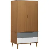 vidaXL Kledingkast MOLDE 90x55x175 cm massief grenenhout bruin