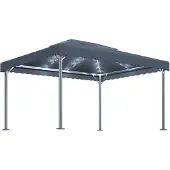 vidaXL Prieel met LED-lichtslinger 400x300 cm aluminium antracietkleur