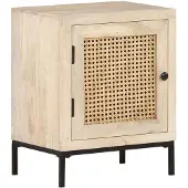 vidaXL Nachtkastje 40x30x50 cm massief mangohout en natuurlijk riet