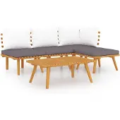 vidaXL 5-delige Loungeset met kussens massief acaciahout