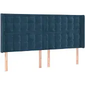 vidaXL Hoofdbord met randen 203x16x118/128 cm fluweel donkerblauw