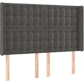 vidaXL Hoofdbord met randen 147x16x118/128 cm fluweel donkergrijs