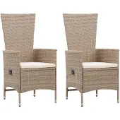 vidaXL Tuinstoelen 2 st met kussens poly rattan beige