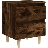 vidaXL Nachtkastje met houten poten 40x35x50 cm gerookt eikenkleurig