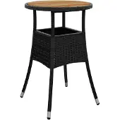 vidaXL Tuintafel Ø60x75 cm acaciahout en poly rattan zwart