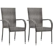 vidaXL Tuinstoelen stapelbaar 2 st poly rattan grijs