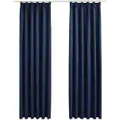 vidaXL Gordijnen verduisterend met haken 2 st 140x245 cm blauw