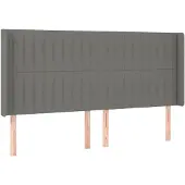 vidaXL Hoofdbord met randen 203x16x118/128 cm stof donkergrijs