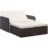 vidaXL 2-delige Loungeset met kussens poly rattan bruin
