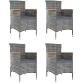 vidaXL Tuinstoelen 4 st poly rattan grijs