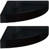 vidaXL Hoekschappen zwevend 2 st 25x25x3,8 cm MDF hoogglans zwart