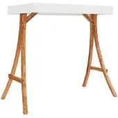 vidaXL Schommelframe met crèmekleur dak gebogen hout met teakafwerking