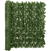 vidaXL Balkonscherm met donkergroene bladeren 300x100 cm