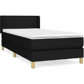 vidaXL Boxspring met matras stof zwart 90x190 cm