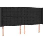 vidaXL Hoofdbord met randen 203x16x118/128 cm kunstleer zwart