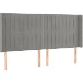 vidaXL Hoofdbord met randen 163x16x118/128 cm fluweel lichtgrijs
