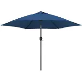 vidaXL Parasol met LED-verlichting en stalen paal 300 cm azuurblauw