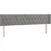 vidaXL Hoofdbord met randen 203x16x78/88 cm fluweel lichtgrijs