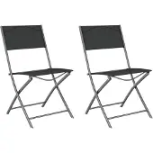 vidaXL Tuinstoelen inklapbaar 2 st staal en textileen zwart