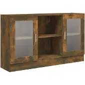 vidaXL Vitrinekast 120x30,5x70 cm bewerkt hout gerookt eikenkleurig