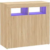 vidaXL Dressoir met LED-verlichting 80x35x75 cm sonoma eikenkleurig