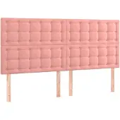 vidaXL Hoofdbord roze 200x5x118/128 cm fluweel