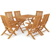 vidaXL 7-delige Tuinset massief teakhout