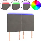 vidaXL Hoofdbord LED 144x5x118/128 cm fluweel donkergrijs