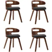 vidaXL Eetkamerstoelen 4 st gebogen hout en stof donkergrijs