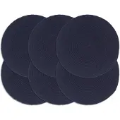 Super Merchant Placemats 6 st rond 38 cm katoen effen marineblauw
