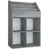 vidaXL Kindertijdschriftenrek 71x30x114 cm bewerkt hout betongrijs