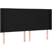 vidaXL Hoofdbord met randen 183x16x118/128 cm stof zwart
