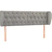 vidaXL Hoofdbord met randen 147x23x78/88 cm fluweel lichtgrijs
