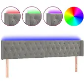 vidaXL Hoofdbord LED 203x16x78/88 cm fluweel lichtgrijs