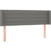 vidaXL Hoofdbord met randen 147x16x78/88 cm stof donkergrijs