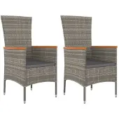 vidaXL Tuinstoelen 2 st met kussens poly rattan grijs