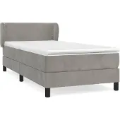 vidaXL Boxspring met matras fluweel lichtgrijs 90x200 cm