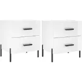 vidaXL Nachtkastjes 2 st 40x35x47,5 cm bewerkt hout hoogglans wit
