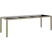 vidaXL Tuintafel met glazen blad poly rattan beige