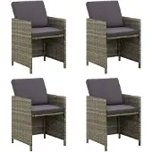 vidaXL Tuinstoelen 4 st met kussens poly rattan grijs