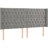 vidaXL Hoofdbord met randen 203x16x118/128 cm fluweel lichtgrijs
