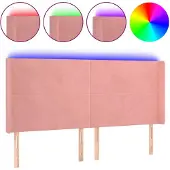 vidaXL Hoofdbord LED 183x16x118/128 cm fluweel roze