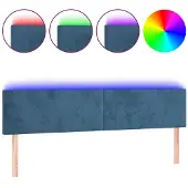 vidaXL Hoofdbord LED 200x5x78/88 cm fluweel donkerblauw
