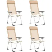 vidaXL Campingstoelen 4 st inklapbaar aluminium crèmewit