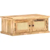 vidaXL Salontafel 90x50x35 cm massief mangohout en natuurlijk riet