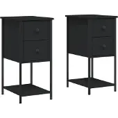 vidaXL Nachtkastjes 2 st 32x42x70 cm bewerkt hout zwart