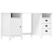 vidaXL Bureau Hill, wit, 150x50x74 cm, massief grenenhout