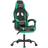 vidaXL Gamestoel met voetensteun kunstleer zwart en groen